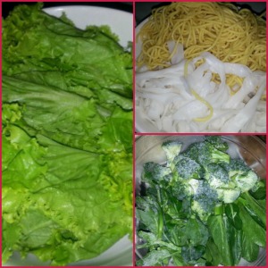 selection of greens & noodles